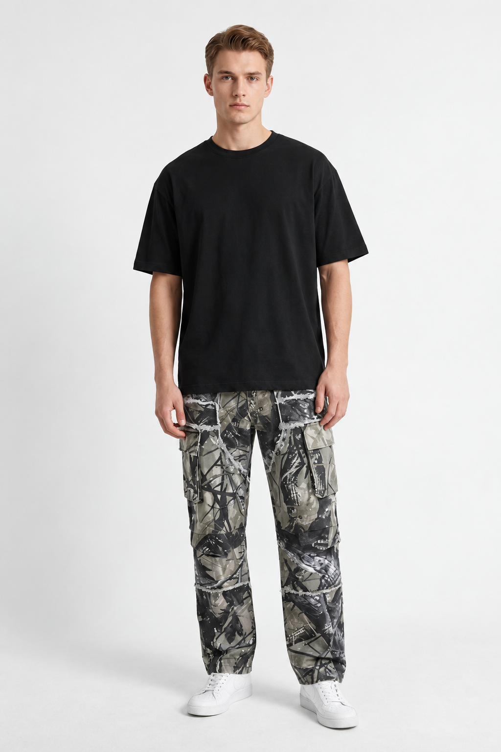 ABSTRACT CAMO CARGO PANTS