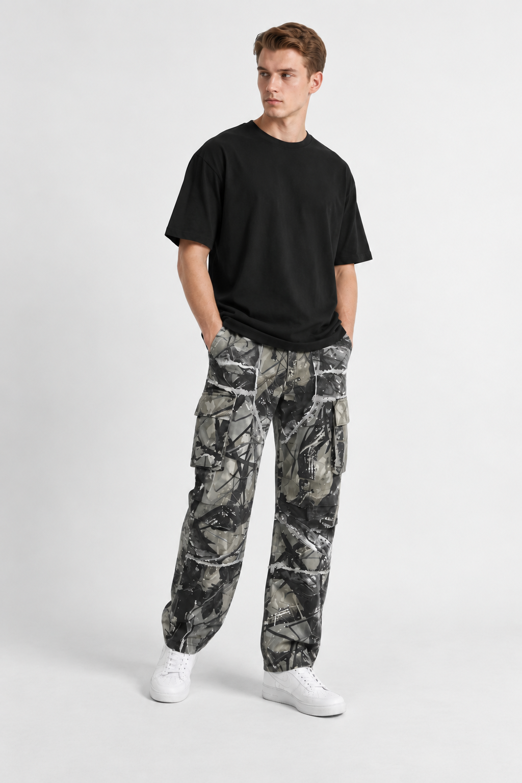 ABSTRACT CAMO CARGO PANTS