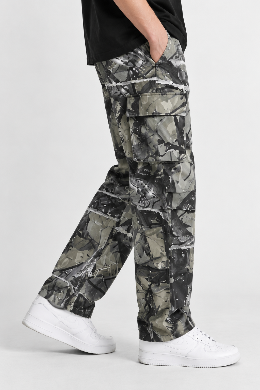 ABSTRACT CAMO CARGO PANTS
