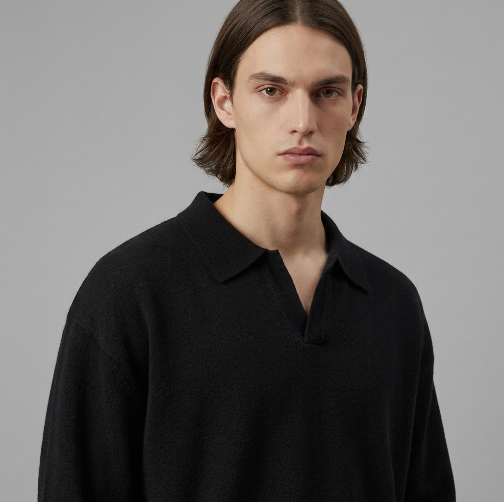TEXTURED POLO SWEATER